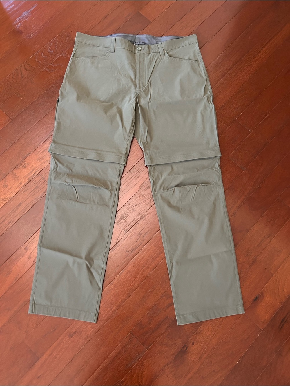 NWT Eddie Bauer Men's Convertible Tech Pants to shorts 40x32 olive green UPF50+ - Picture 2 of 12
